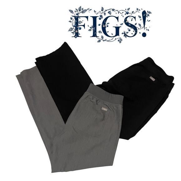 Figs Pants - High Waisted Livingston Basic Scrub Pants Grey & Black - Size M